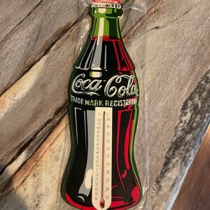Vintage COCA COLA BOTTLE THERMOMETER Advertising Sign small Neck Own Bottom Back